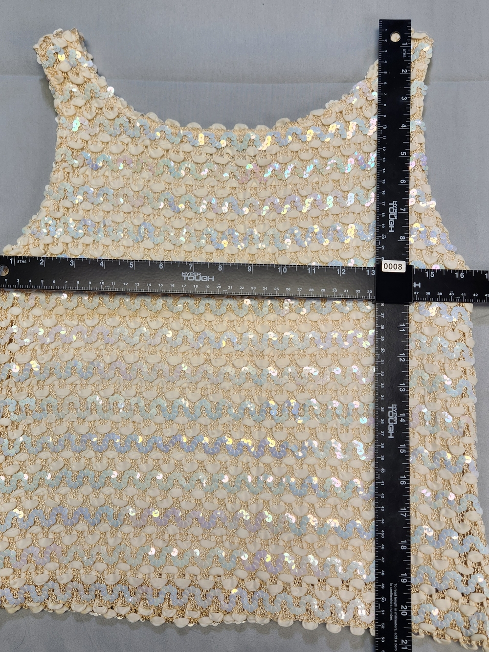 P.S Boutique VTG Sleeveless Sequined Shell Top Ivory Lined Vintage ‘60s Sz Small - Picture 5 of 6